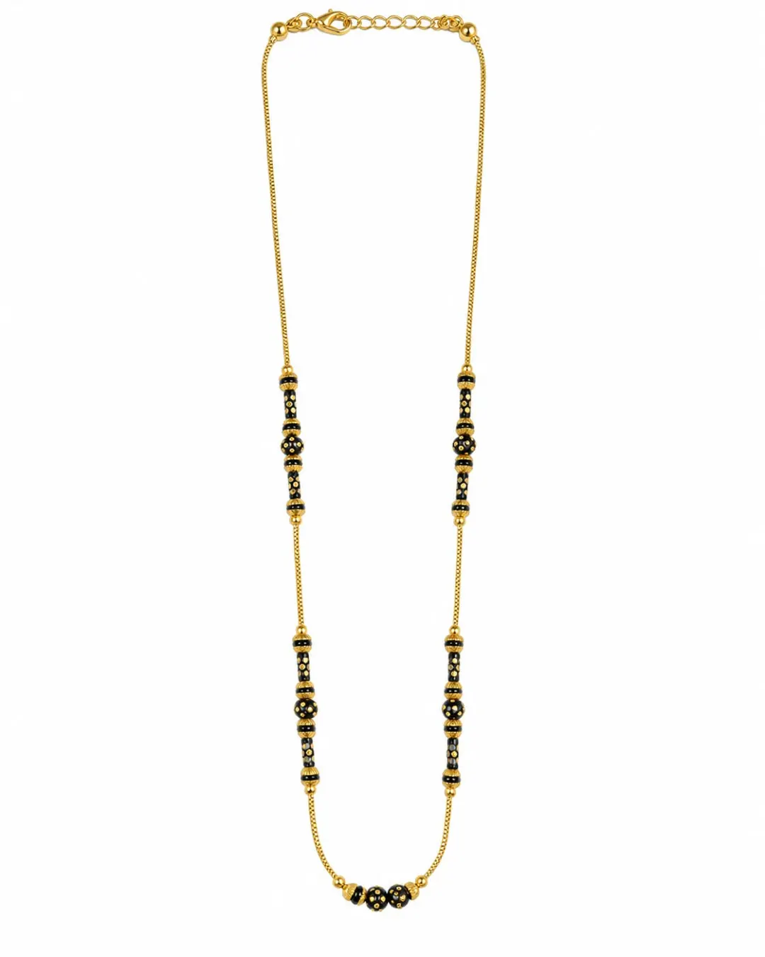 GOLD-TONE BLACK BEADED MINIMALIST MANGALSUTRA