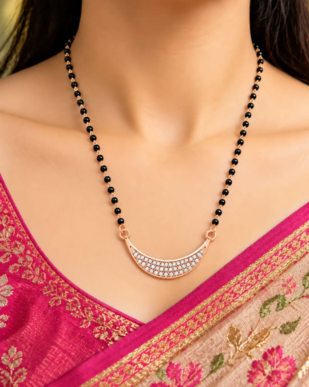 GOLDEN CRESCENT CRYSTAL MANGALSUTRA