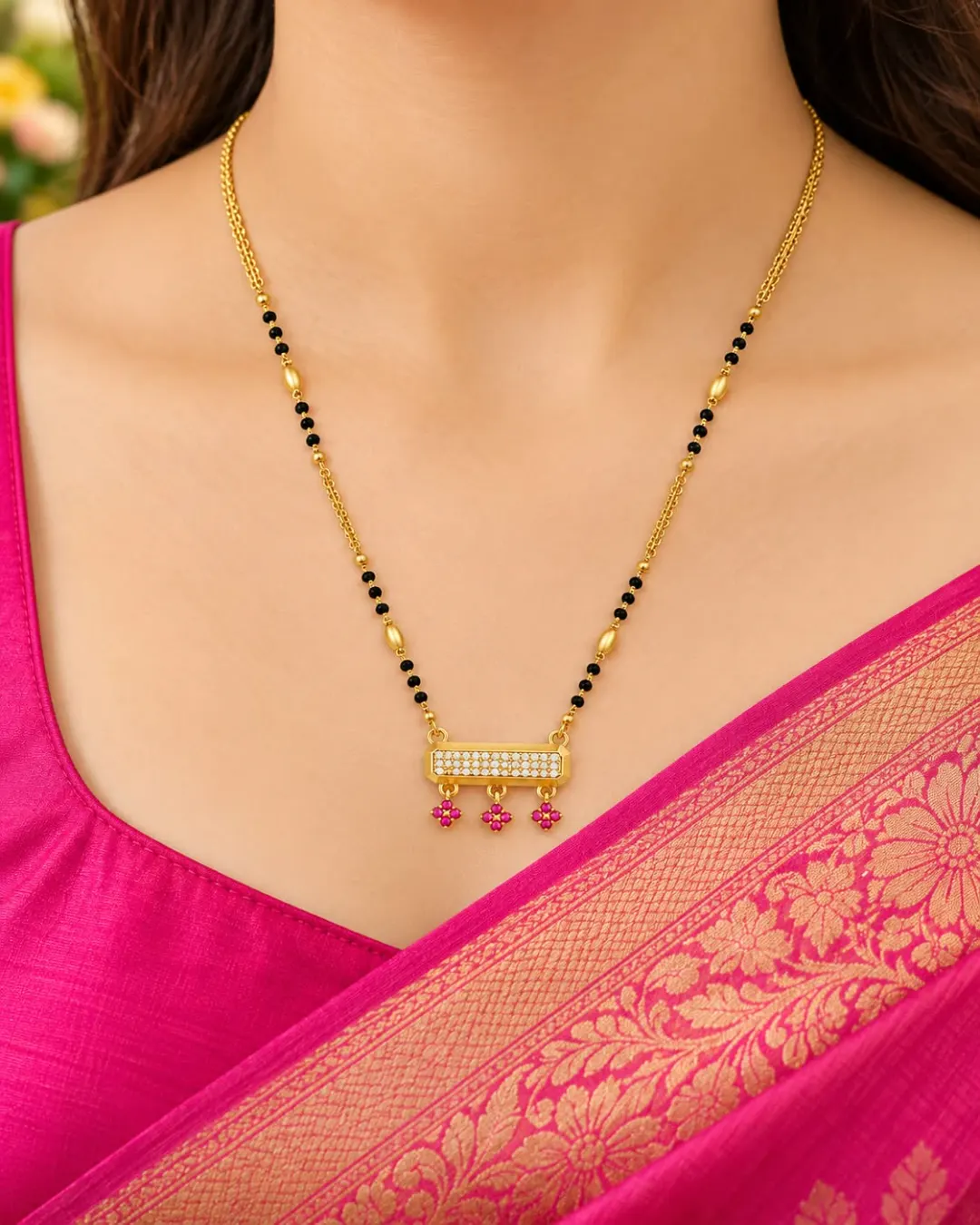 GOLDEN FLORAL CHARM MANGALSUTRA