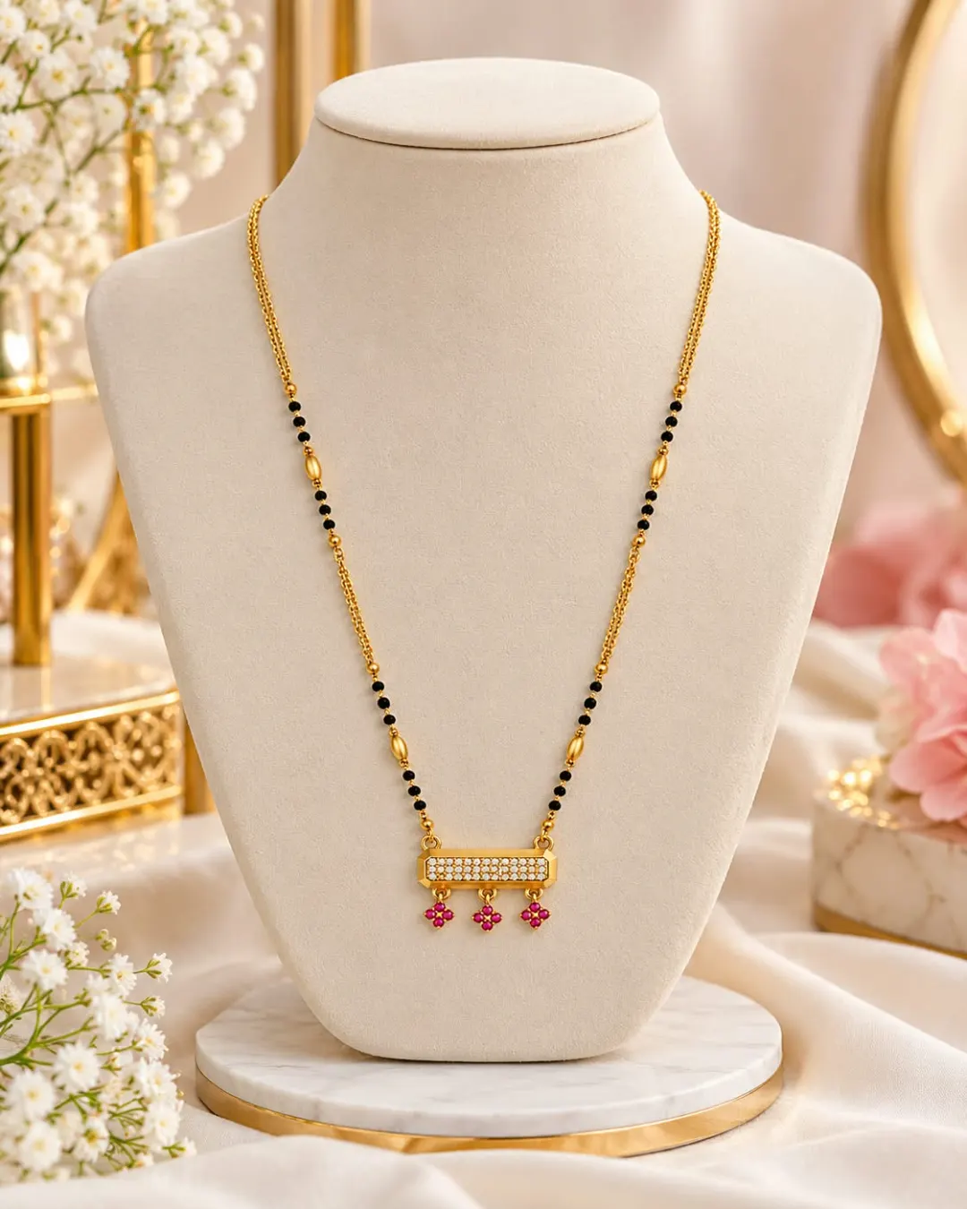 GOLDEN FLORAL CHARM MANGALSUTRA