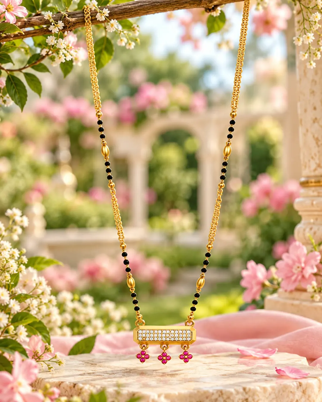 GOLDEN FLORAL CHARM MANGALSUTRA