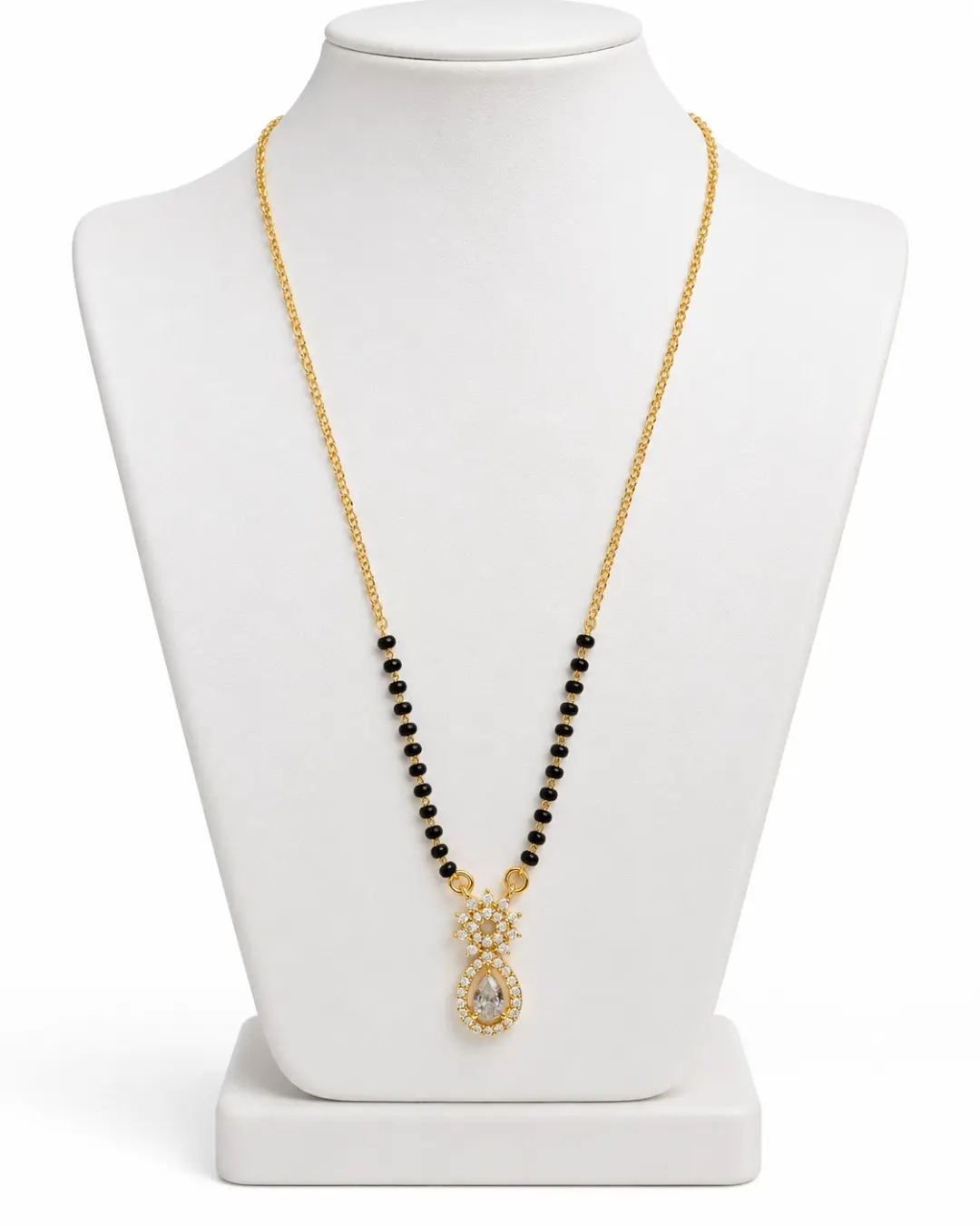 GOLD-TONE FLORAL TEARDROP CZ MANGALSUTRA