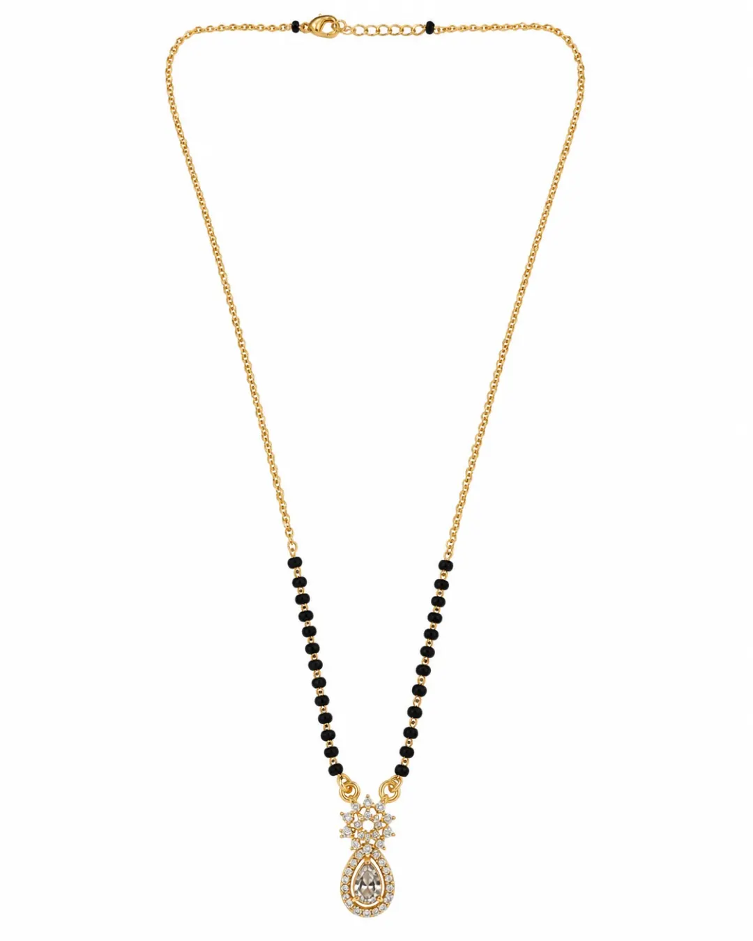 GOLD-TONE FLORAL TEARDROP CZ MANGALSUTRA