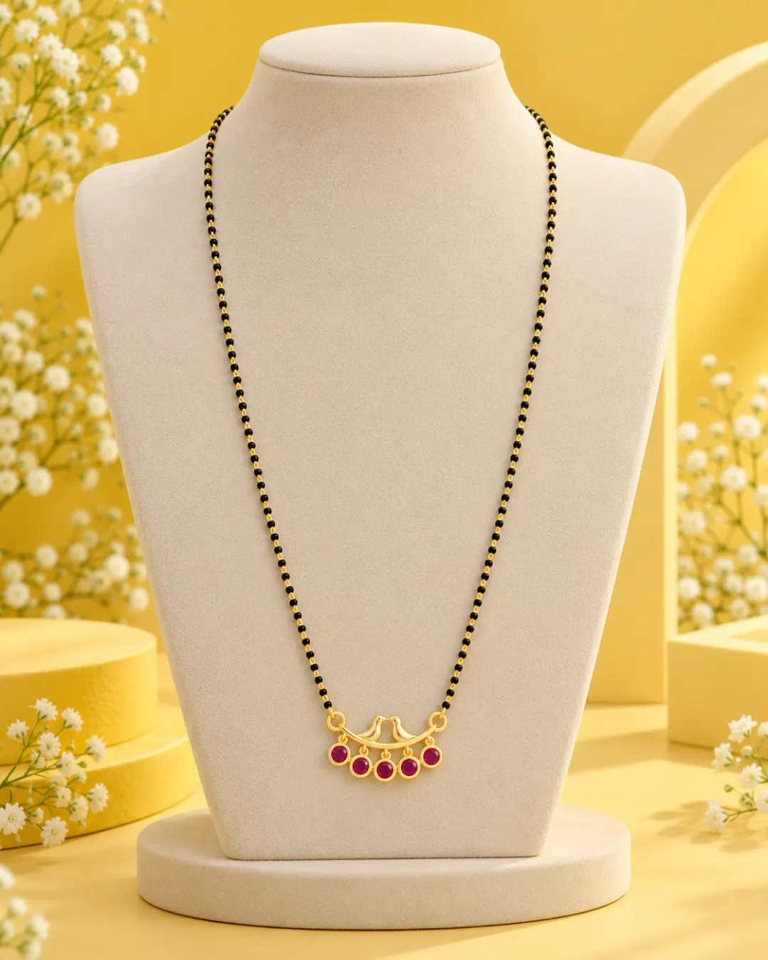 ELEGANT TWO SPARROW SHAPED PENDANT MANGALSUTRA