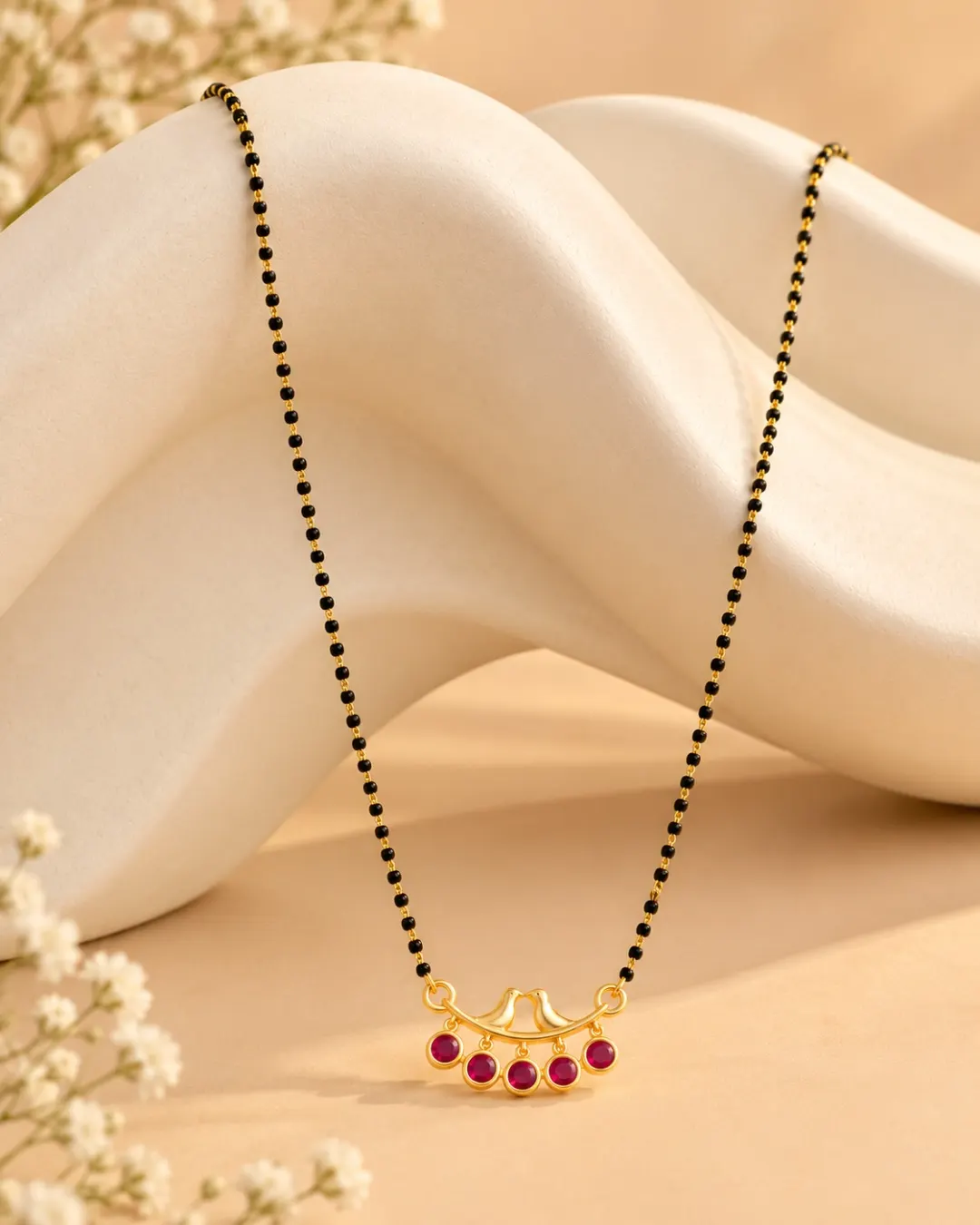 ELEGANT TWO SPARROW SHAPED PENDANT MANGALSUTRA