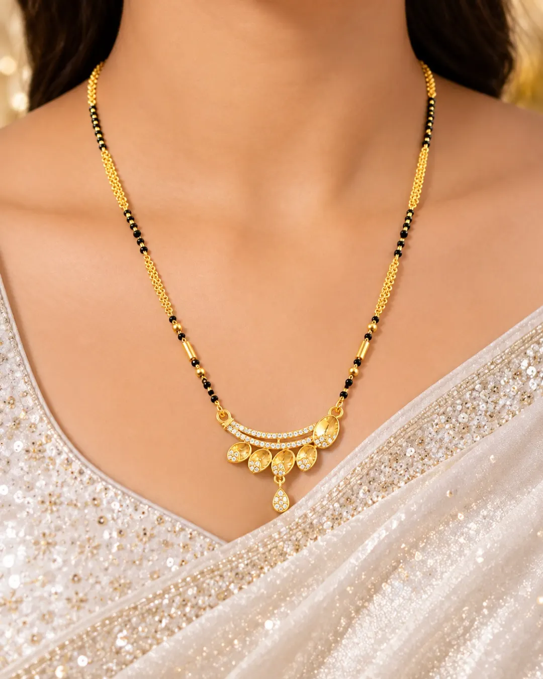 ELEGANT GOLDEN TEARDROP MANGALSUTRA