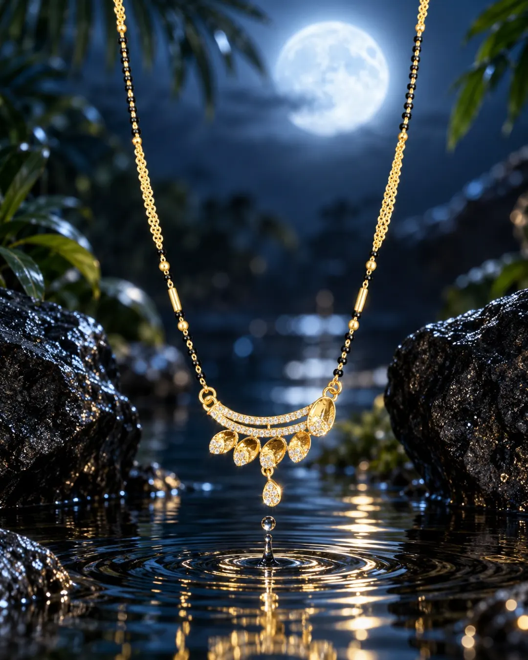 ELEGANT GOLDEN TEARDROP MANGALSUTRA