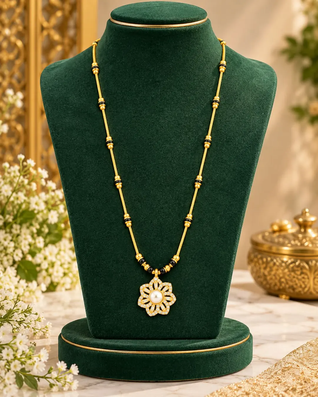 PEARL FLORAL GOLD MANGALSUTRA