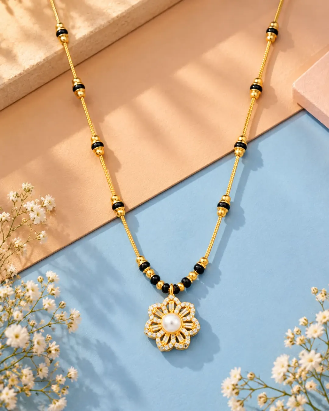 PEARL FLORAL GOLD MANGALSUTRA