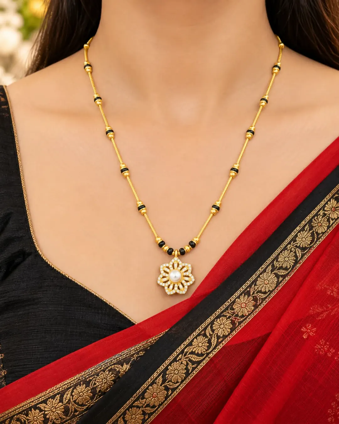 PEARL FLORAL GOLD MANGALSUTRA