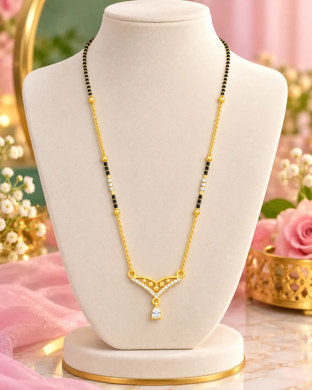 ELEGANT V-SHAPED GOLD MANGALSUTRA