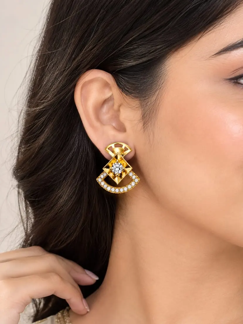 ROYAL CRYSTAL GEOMETRIC STUD EARRINGS
