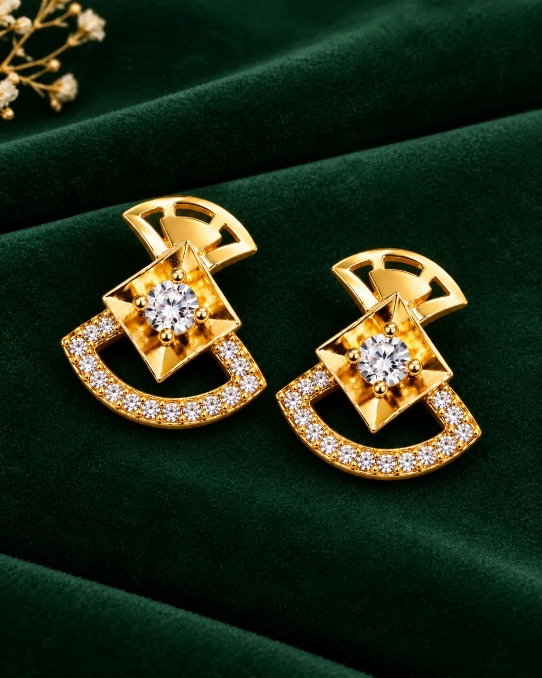 ROYAL CRYSTAL GEOMETRIC STUD EARRINGS