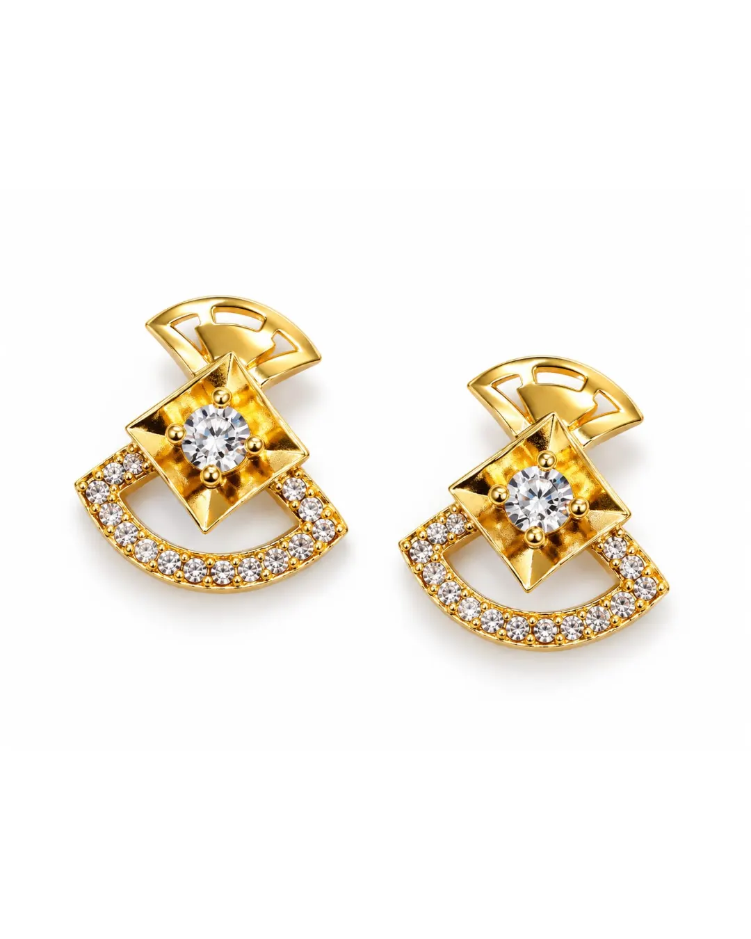 ROYAL CRYSTAL GEOMETRIC STUD EARRINGS