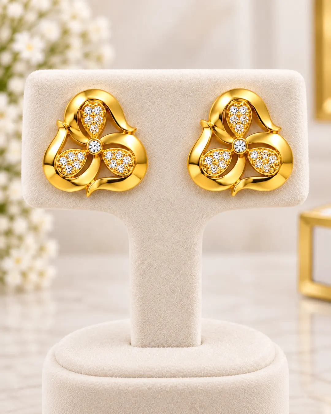ROYAL FLORAL CRYSTAL STUD EARRINGS