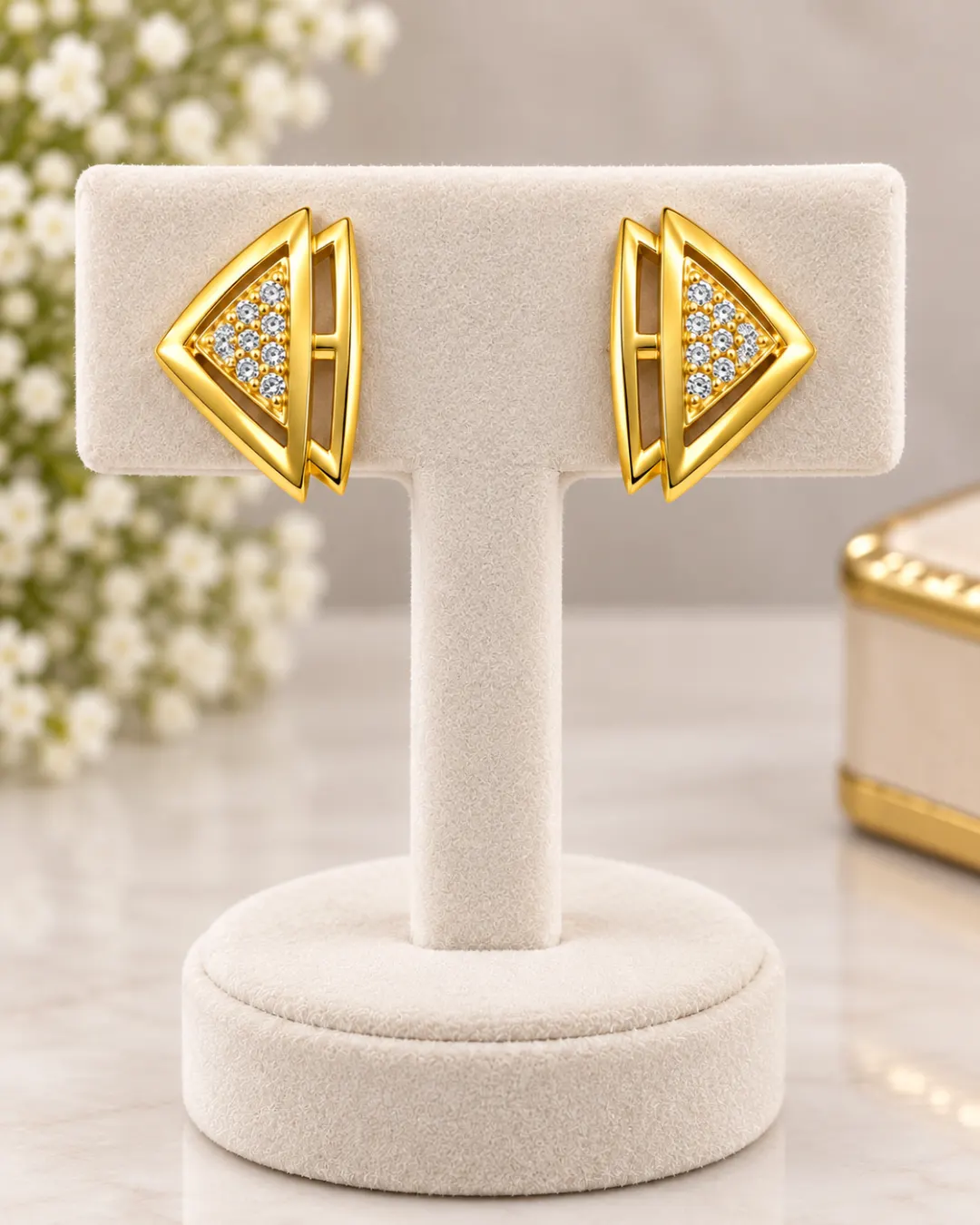 ROYAL TRIANGLE CRYSTAL STUD EARRINGS