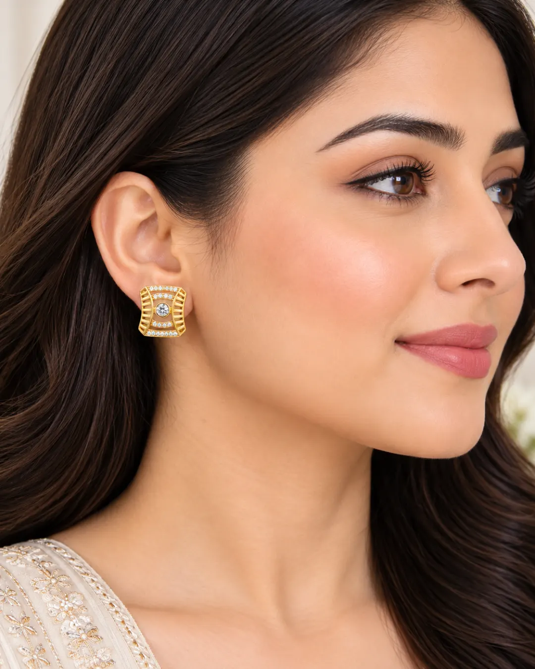 CELESTIAL CRYSTAL CUSHION STUD EARRINGS