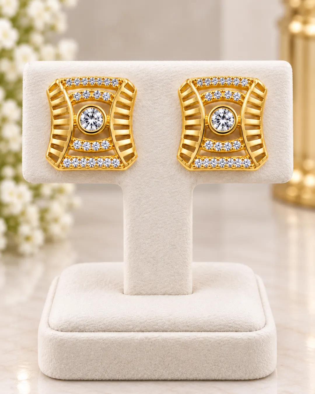 CELESTIAL CRYSTAL CUSHION STUD EARRINGS