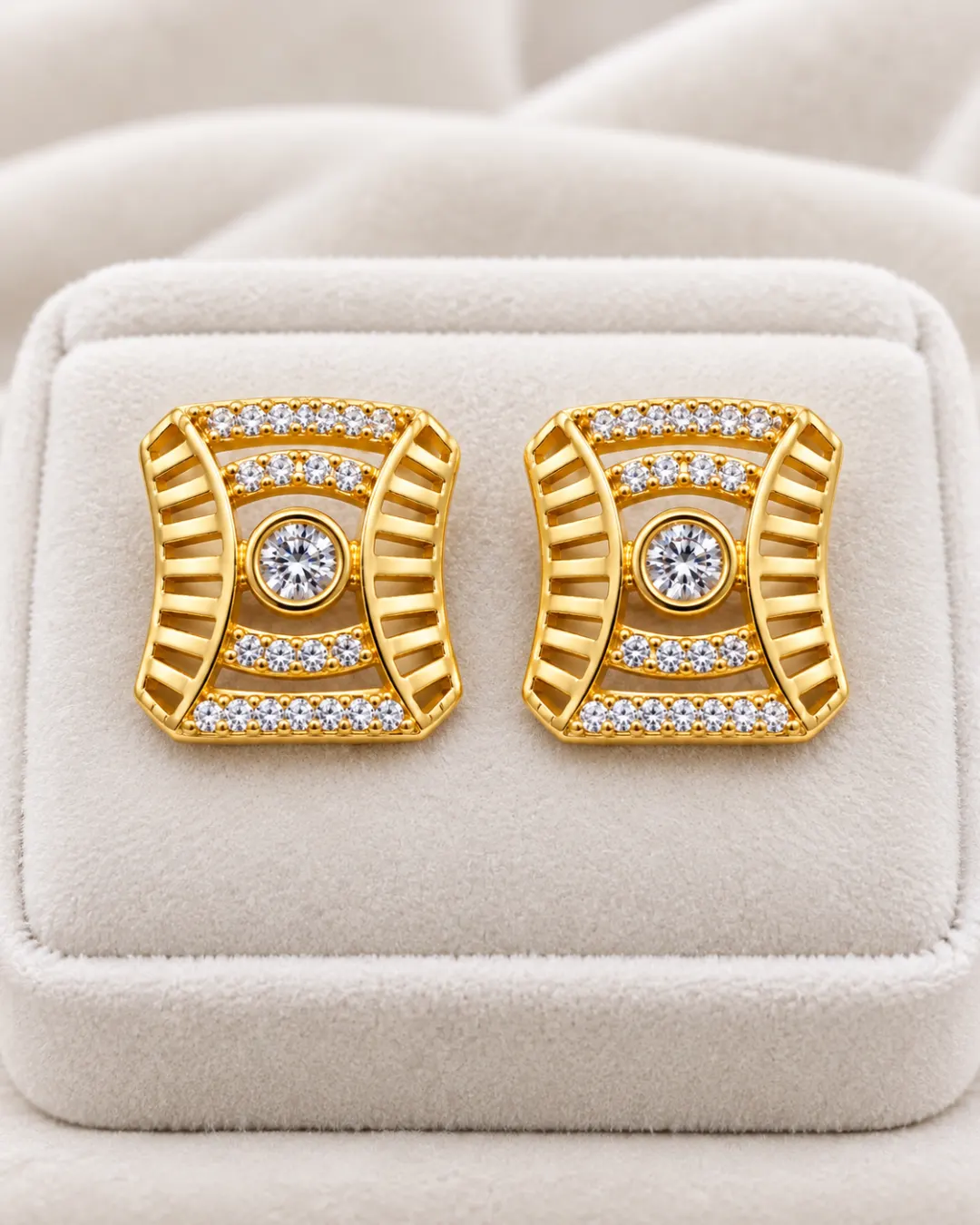 CELESTIAL CRYSTAL CUSHION STUD EARRINGS