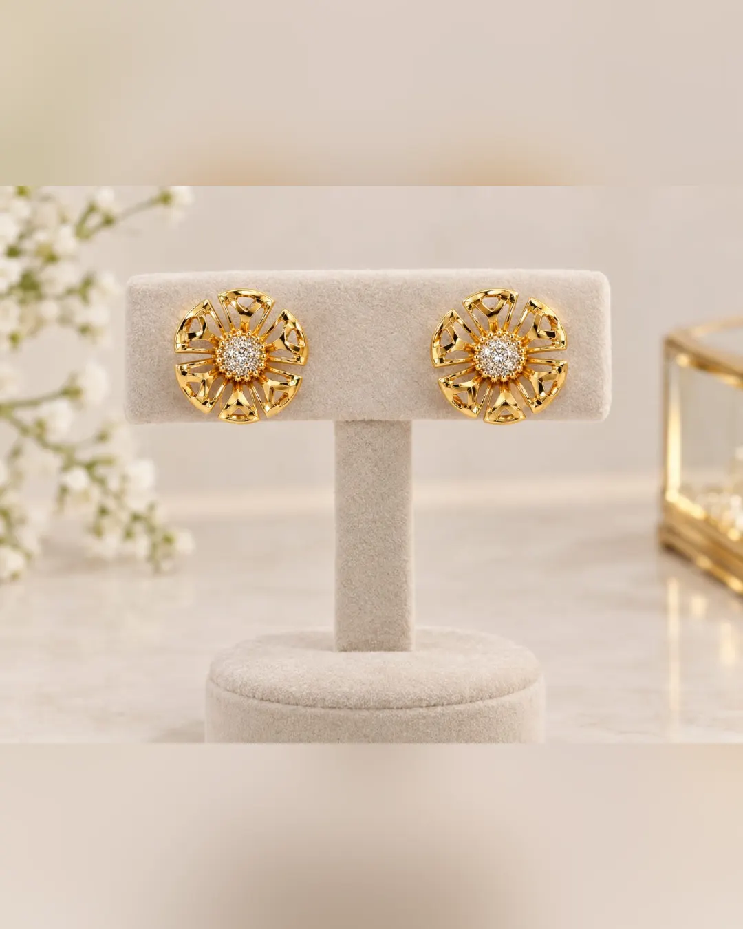 CELESTIAL BLOOM CRYSTAL STUD EARRINGS