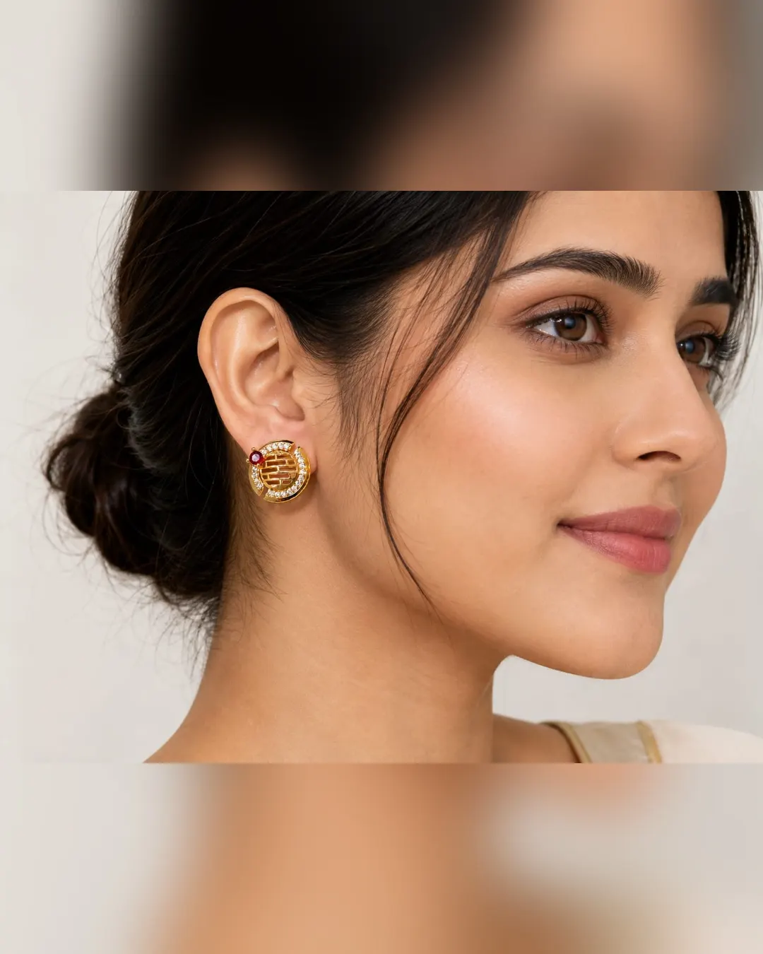 ROYAL RUBY ORBIT CRYSTAL STUD EARRINGS