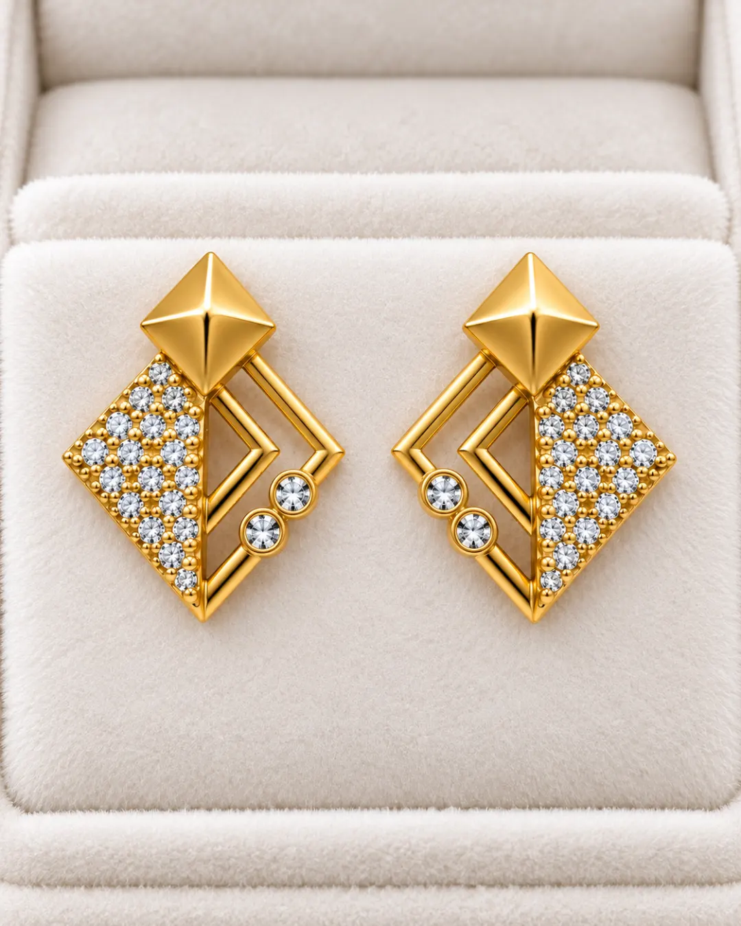 CELESTIAL DIAMOND GEOMETRIC STUD EARRINGS