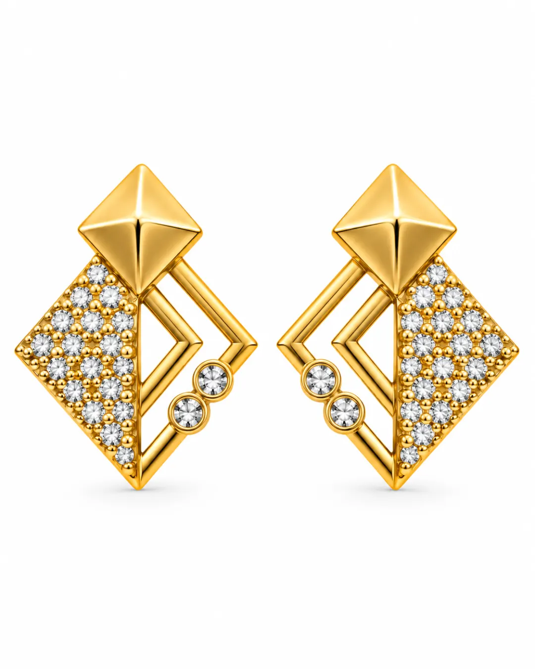CELESTIAL DIAMOND GEOMETRIC STUD EARRINGS