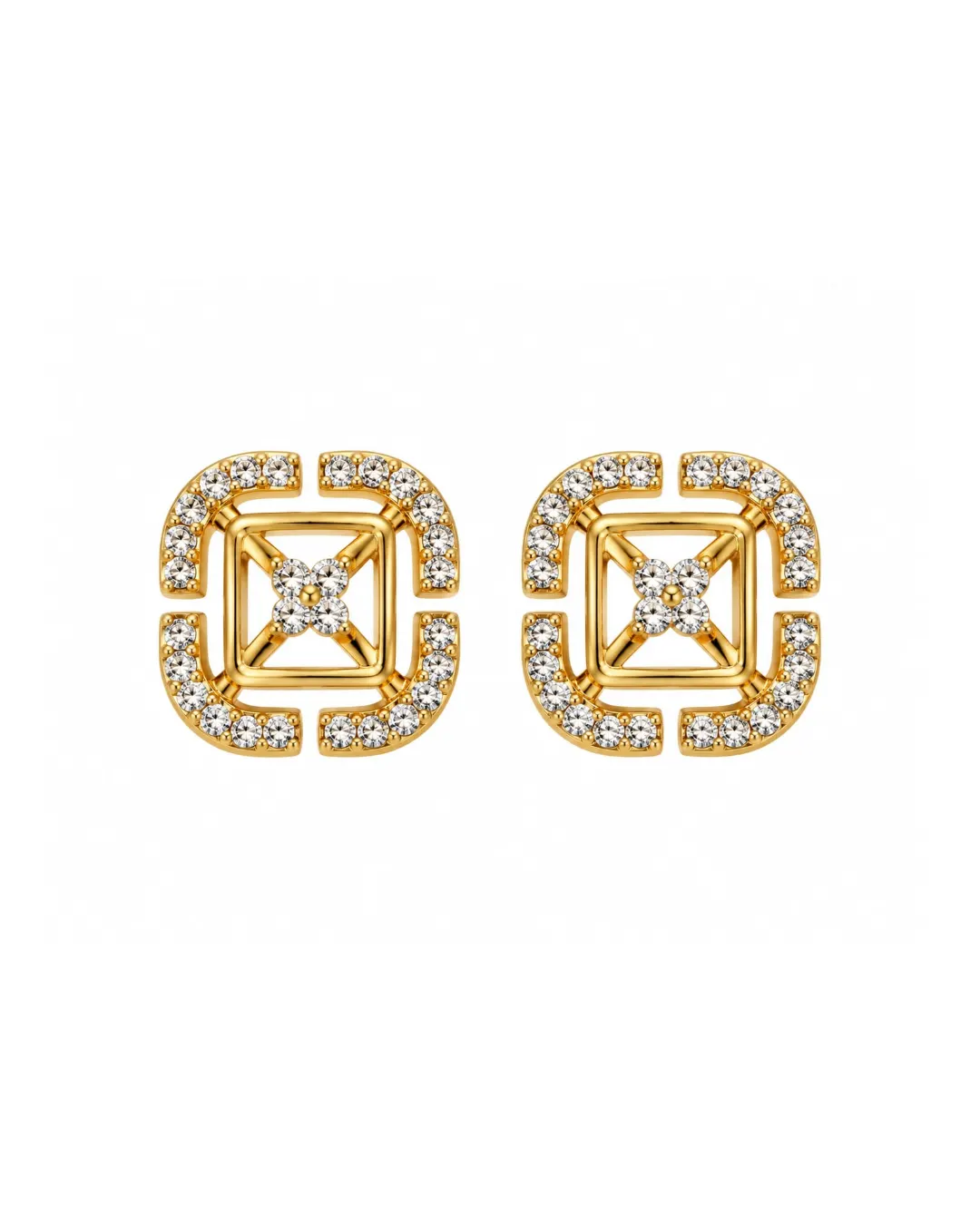 CELESTIAL SQUARE BLOOM CRYSTAL STUD EARRINGS