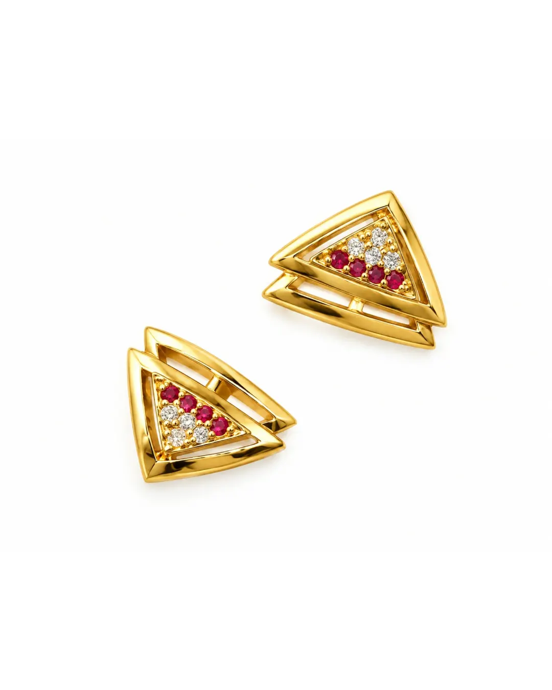 ROYAL RUBY TRIANGLE CRYSTAL STUD EARRINGS