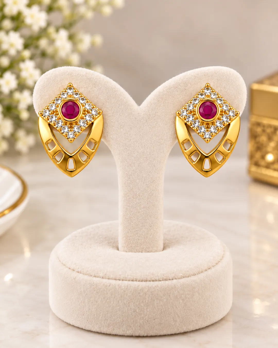 ROYAL RUBY MAJESTIC CRYSTAL STUD EARRINGS