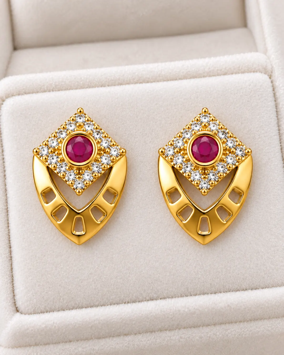 ROYAL RUBY MAJESTIC CRYSTAL STUD EARRINGS