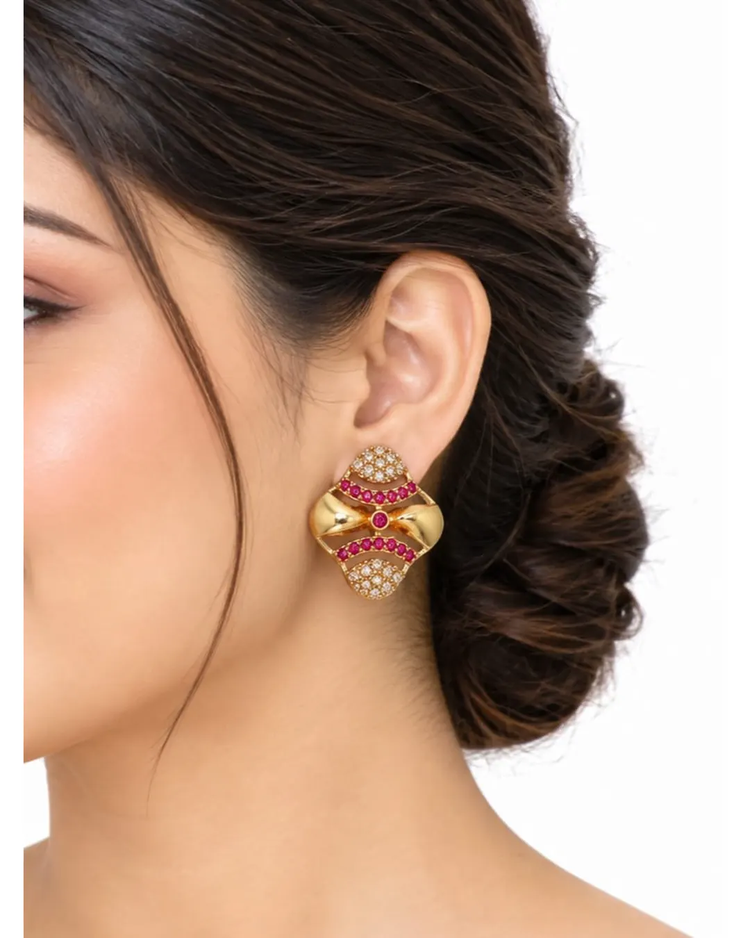 ROYAL RUBY RADIANCE GOLD STUD EARRINGS