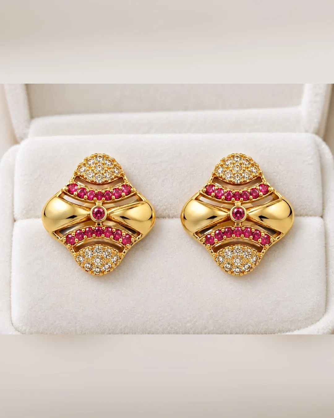 ROYAL RUBY RADIANCE GOLD STUD EARRINGS