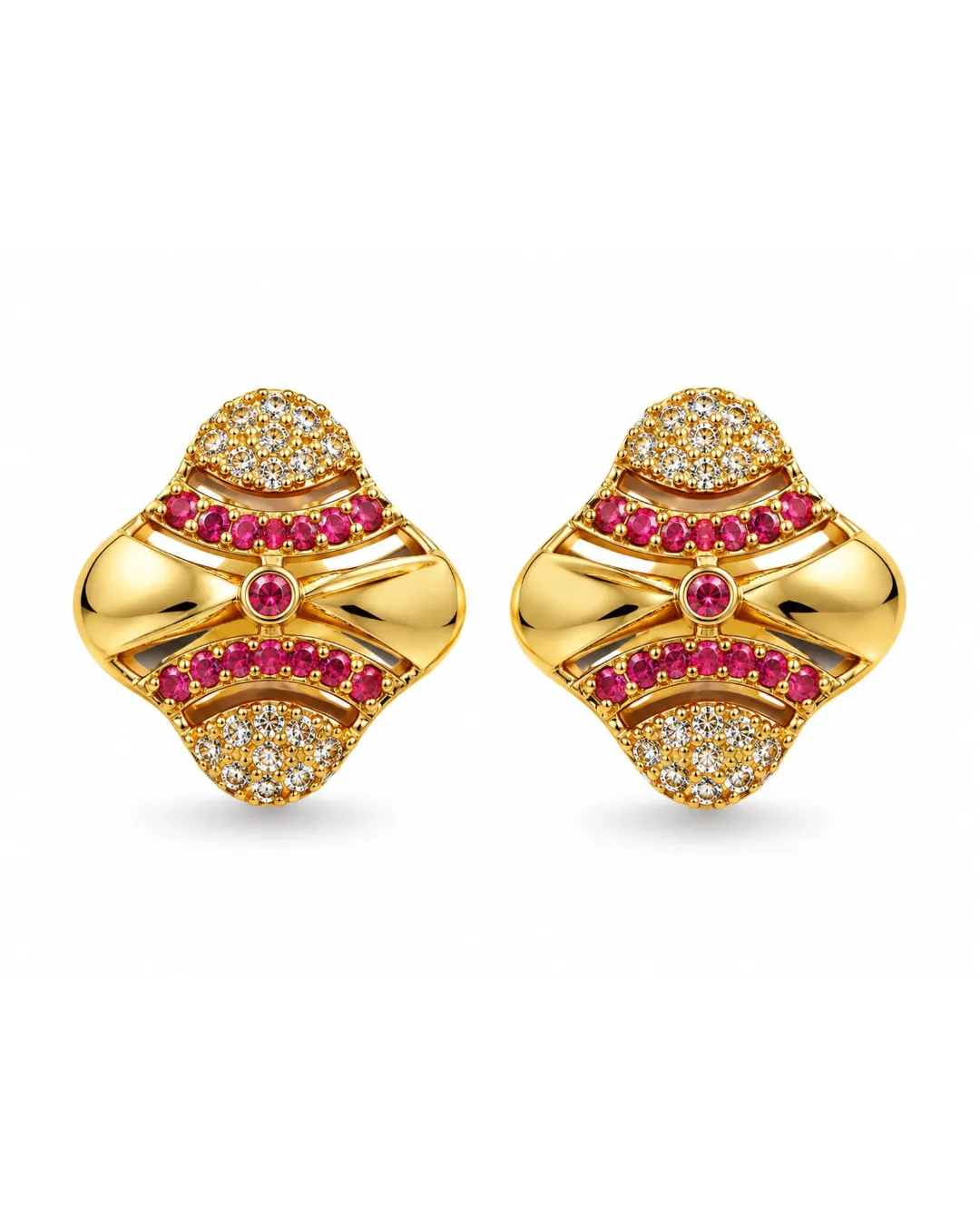 ROYAL RUBY RADIANCE GOLD STUD EARRINGS
