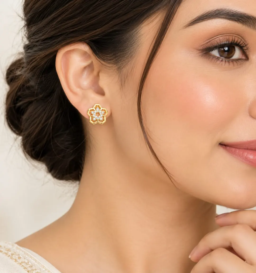 CELESTIAL FLORAL SPARKLE STUD EARRINGS