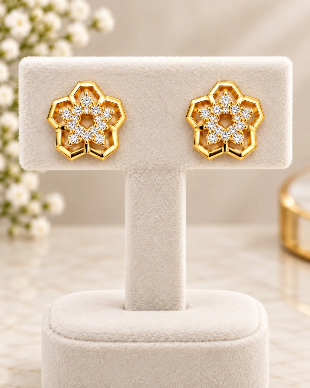 CELESTIAL FLORAL SPARKLE STUD EARRINGS