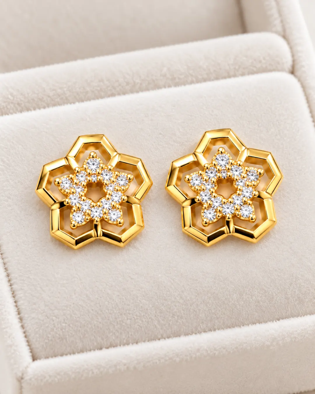 CELESTIAL FLORAL SPARKLE STUD EARRINGS