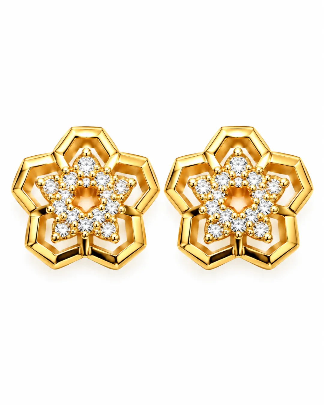 CELESTIAL FLORAL SPARKLE STUD EARRINGS