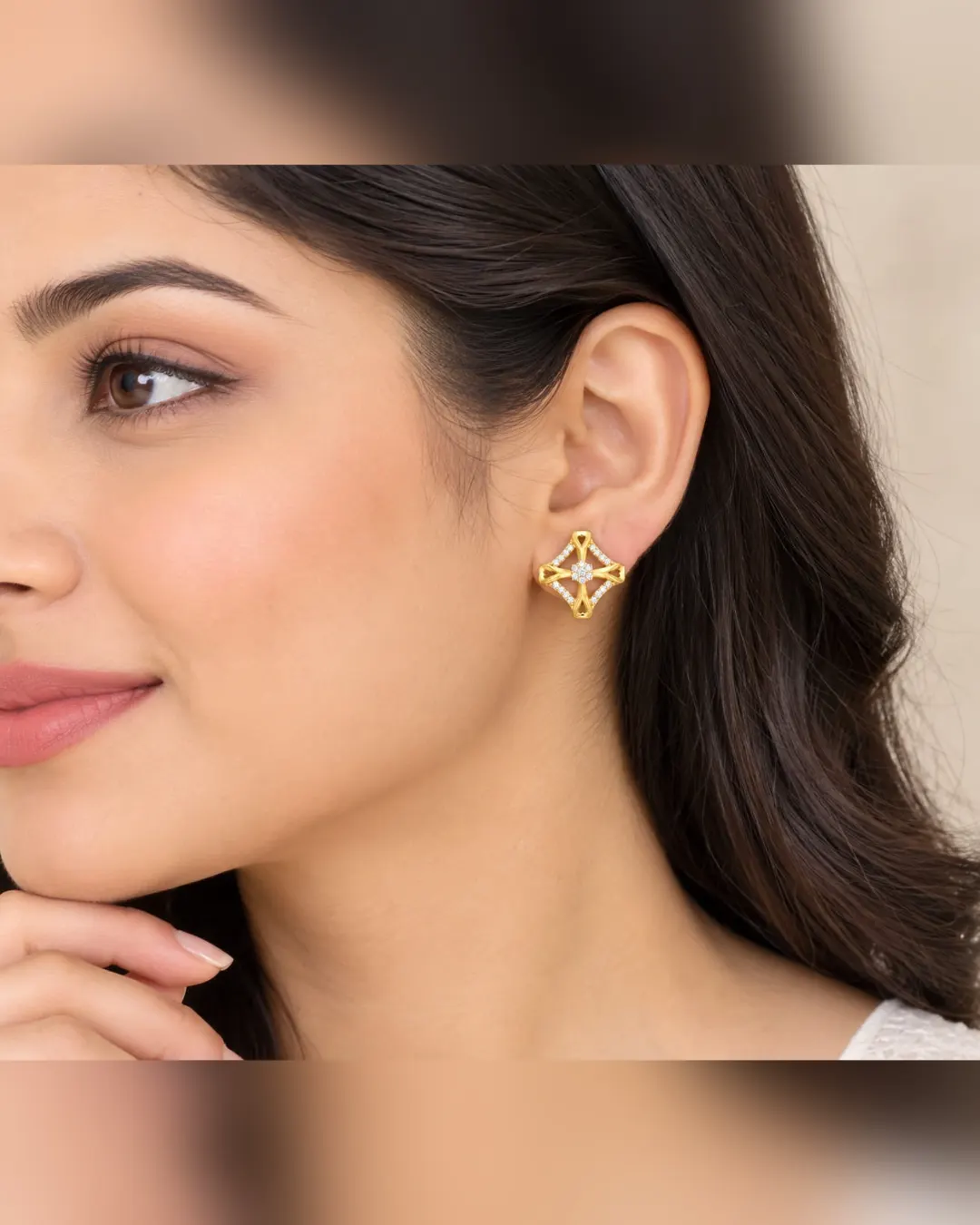 CELESTIAL DIAMOND FLORAL STUD EARRINGS