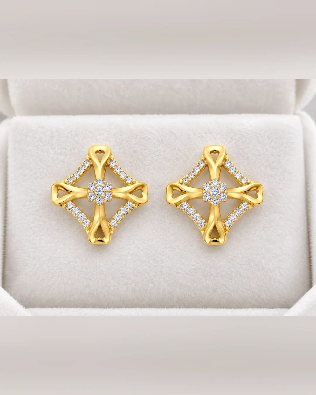 CELESTIAL DIAMOND FLORAL STUD EARRINGS