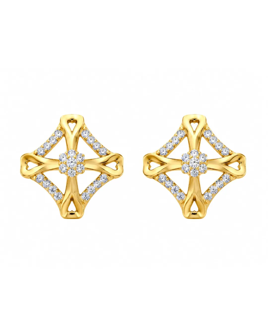 CELESTIAL DIAMOND FLORAL STUD EARRINGS