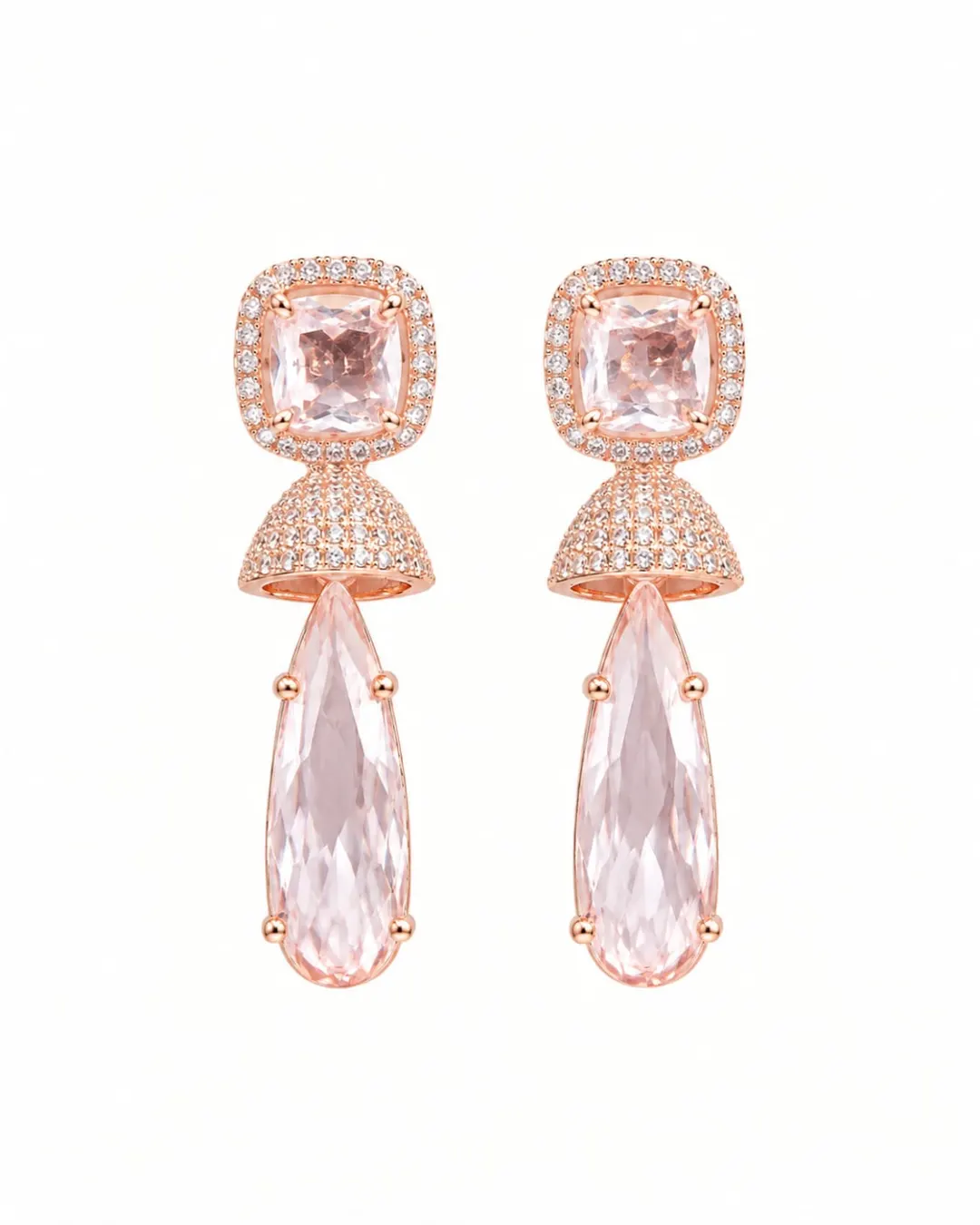 BLUSH PINK CRYSTAL DROP EARRINGS
