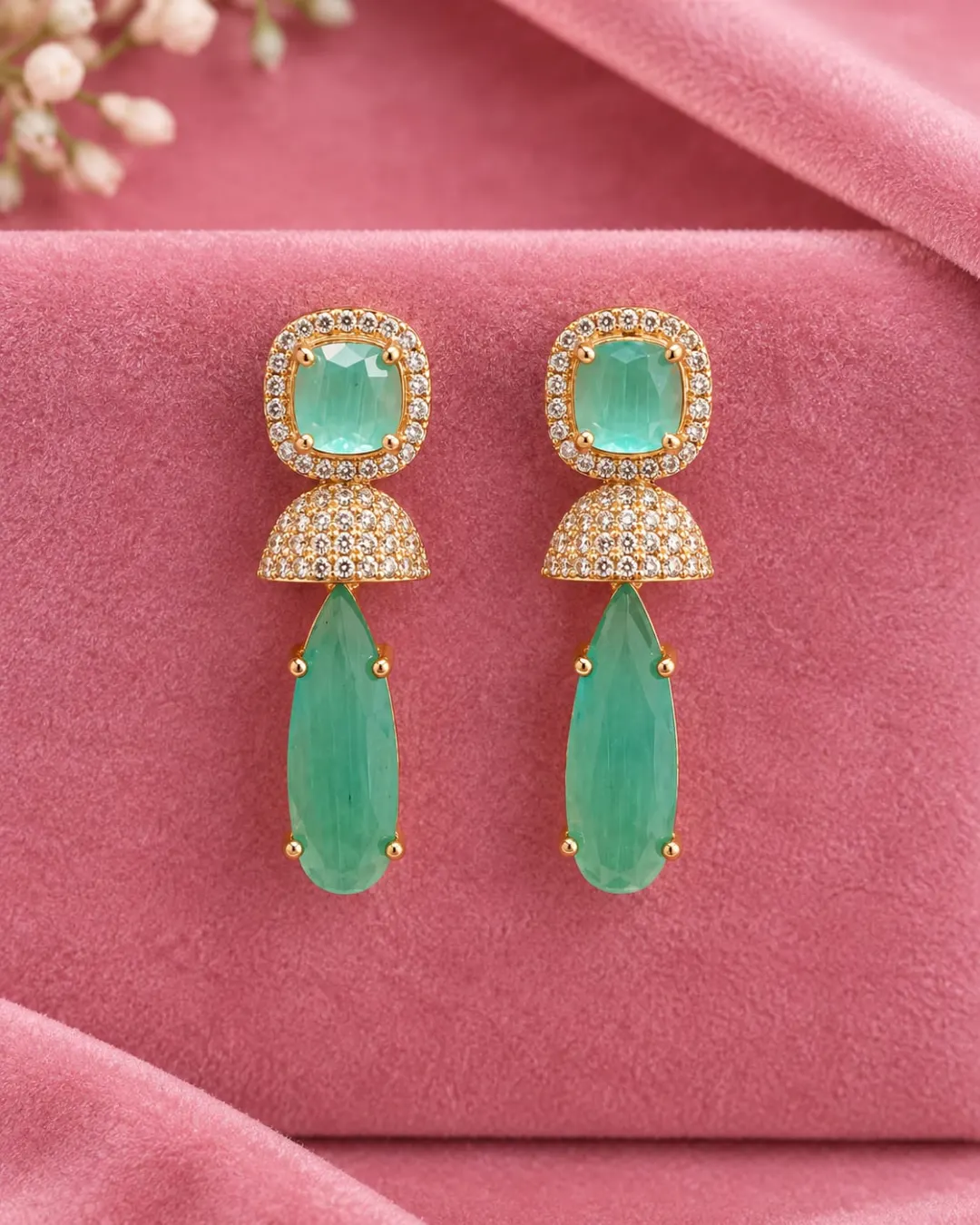 EMERALD GREEN CRYSTAL DROP EARRINGS