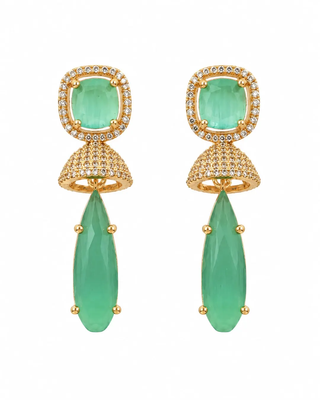 EMERALD GREEN CRYSTAL DROP EARRINGS