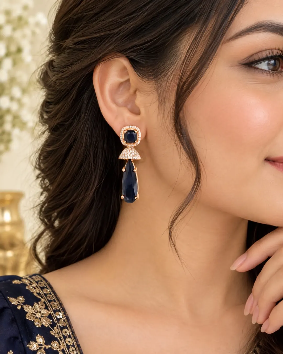 MIDNIGHT BLACK CRYSTAL DROP EARRINGS