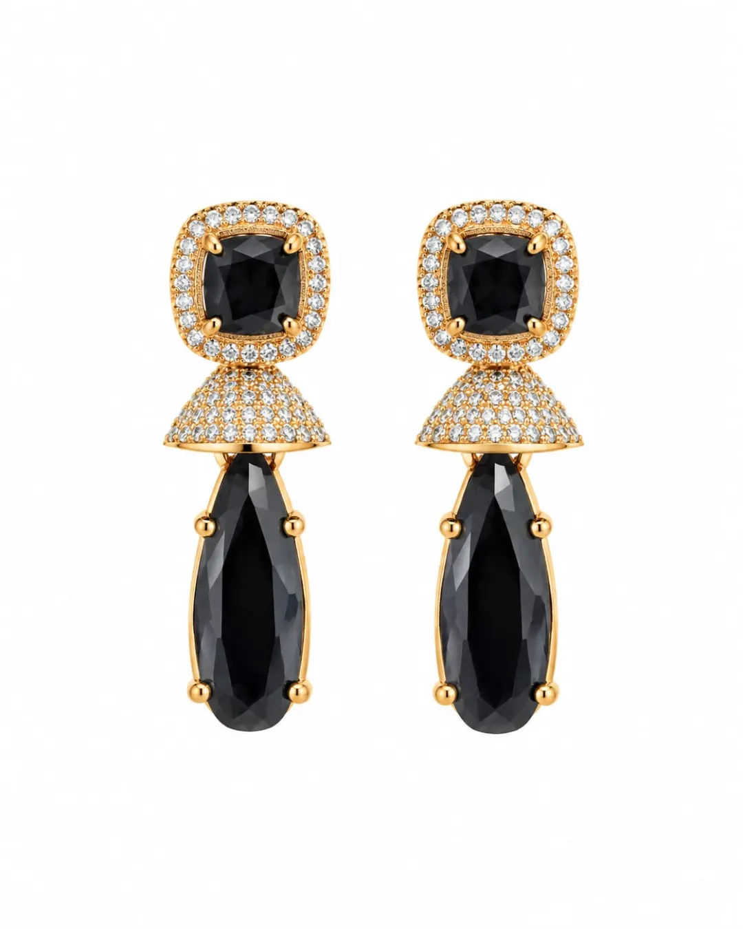 MIDNIGHT BLACK CRYSTAL DROP EARRINGS
