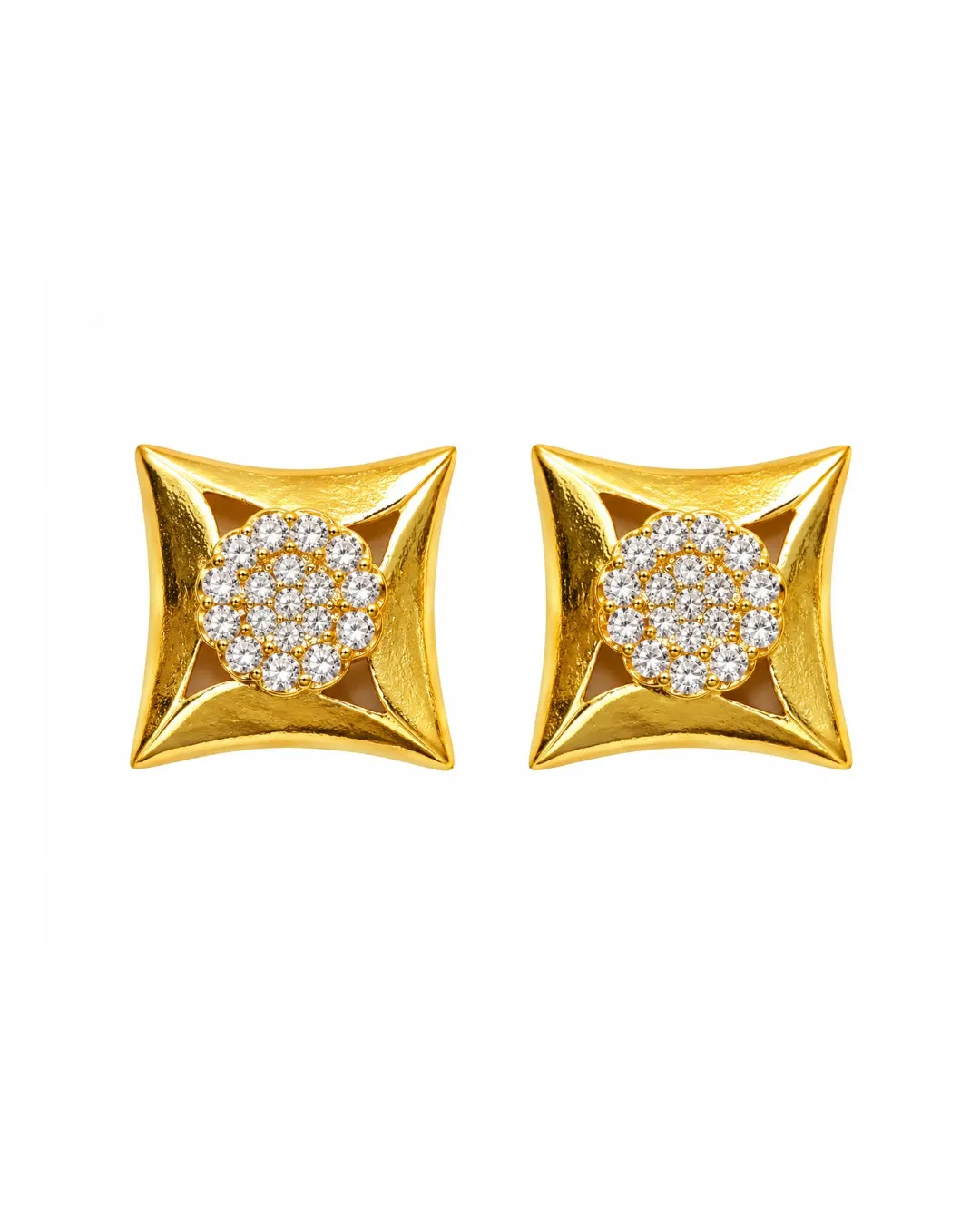 GOLDEN SQUARE SPARKLE STUD EARRINGS