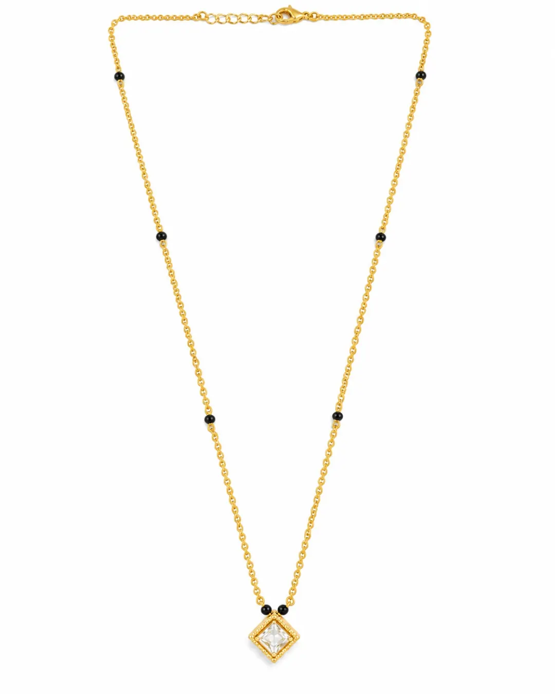 GOLD PLATED MINIMALIST BLACK BEADS MANGALSUTRA 