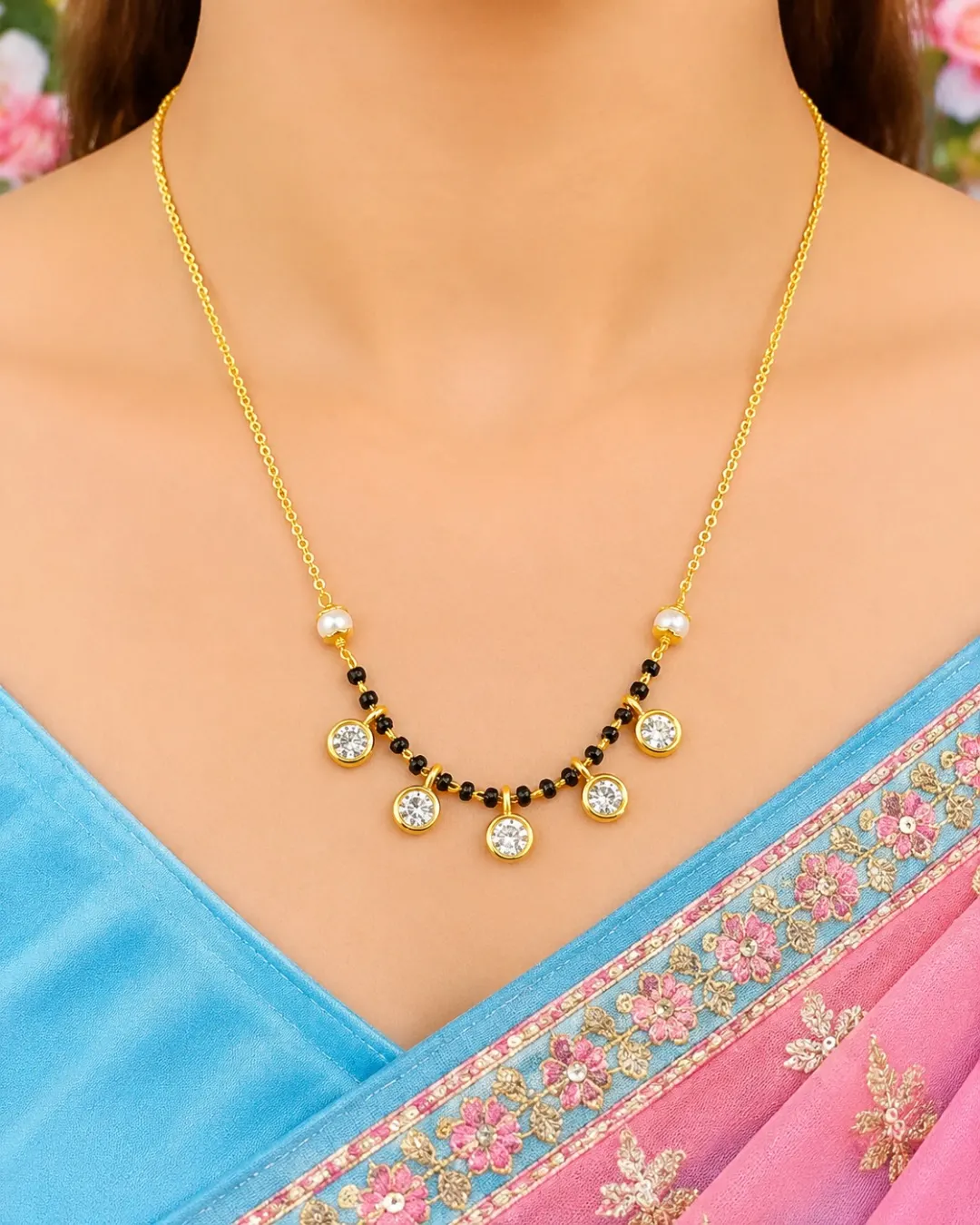 CRYSTAL CHARM PEARL MANGALSUTRA