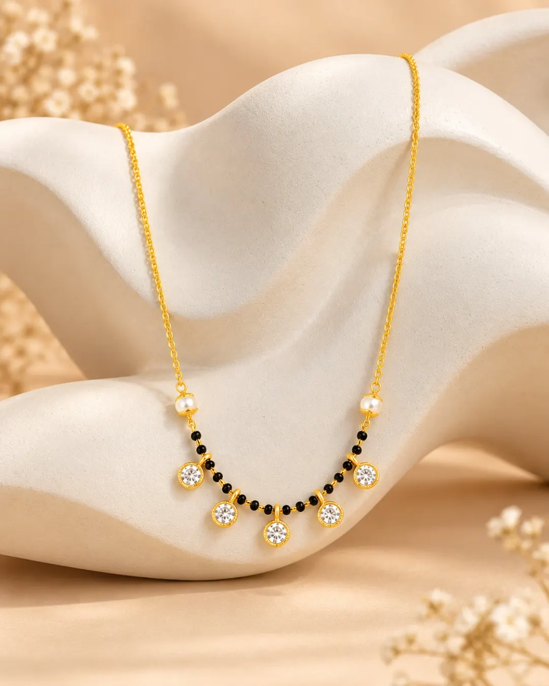 CRYSTAL CHARM PEARL MANGALSUTRA